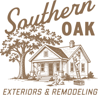 Southern Oak Exteriors & Remodeling. Illustrated house and oak tree.